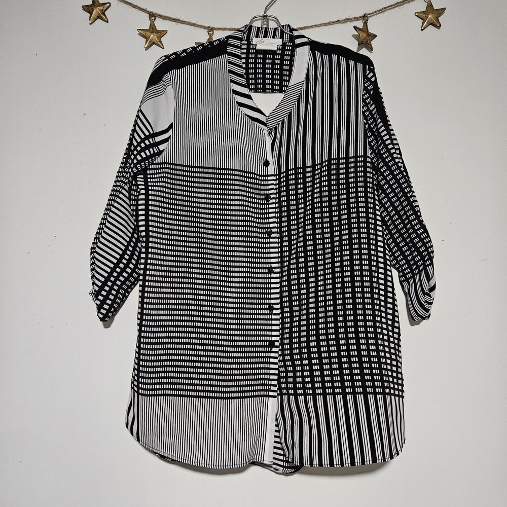 Zoe Womens Small Tunic Button Up Dress Cutout Back Relaxed Fit Ruched Sleeves